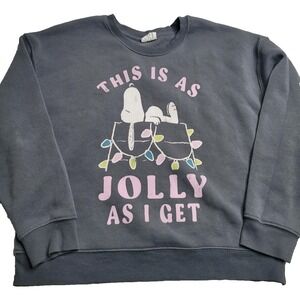Peanuts Snoopy Women's Sweatshirt Christmas This‎ Is As Jolly As I Get Size S